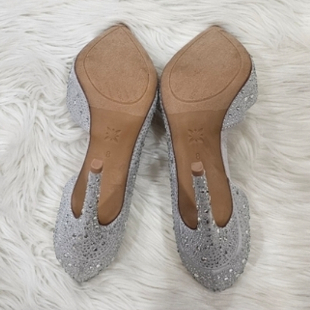 Bcbgeneration Hanady Silver Glitter Rhinestone Po… - image 3